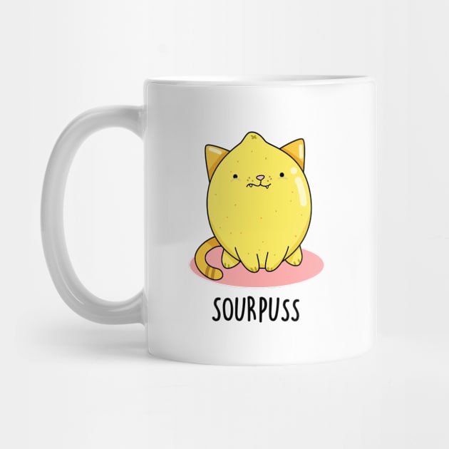 Sour Puss Cute Cat Lemon Pun by punnybone